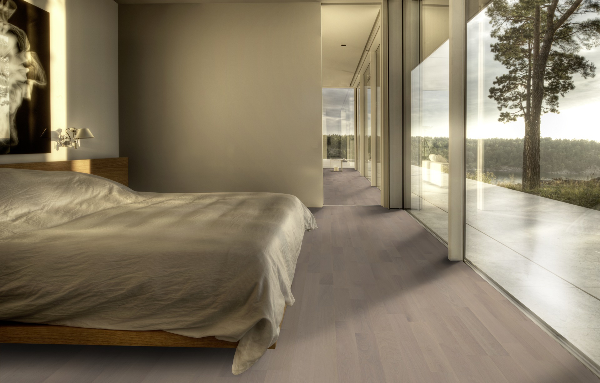 Паркетная доска Kahrs Песочная Дуб Ментон Menton 152N3BEKB1KW240 Variation 2423×200×15 фото в интерьере